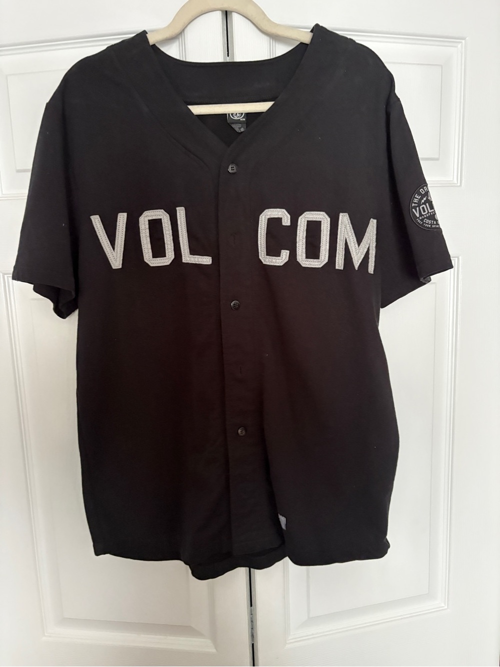 Volcom Men’s M Black Cotton Short Sleeve Collared Button-Up Graphic Print